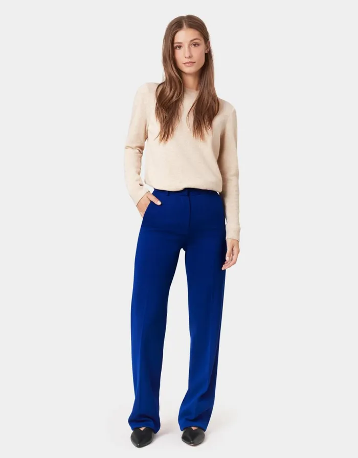 Women Knit Sweaters Colorful Standard Women Light Merino Wool Crew Polar Blue