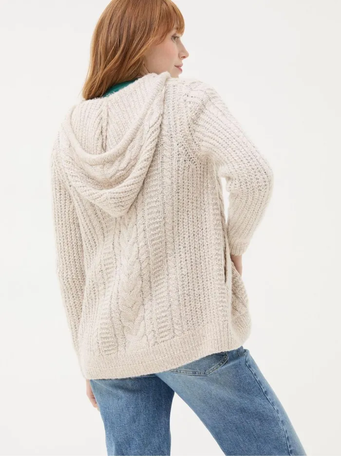 Women Knitwear Fat Face Ivory Alicia Hoodie