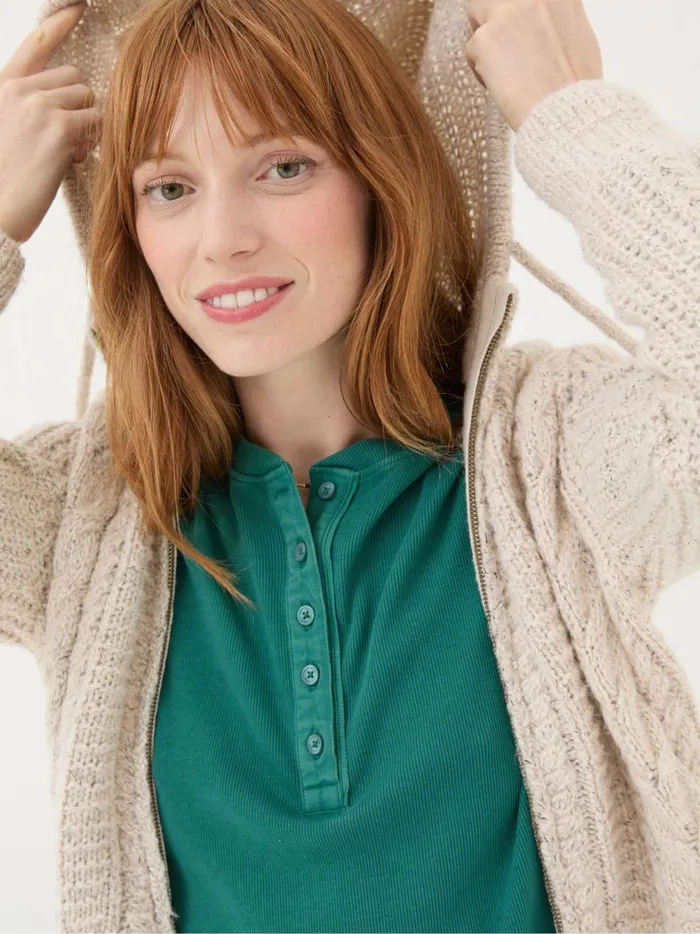 Women Knitwear Fat Face Ivory Alicia Hoodie