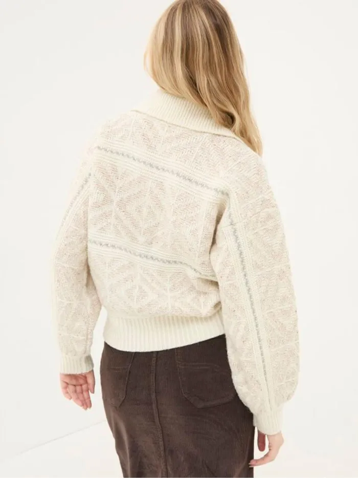 Women Knitwear Fat Face Ivory Haisley Pattern Cardigan