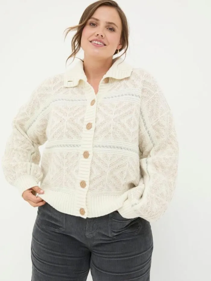 Women Knitwear Fat Face Ivory Haisley Pattern Cardigan