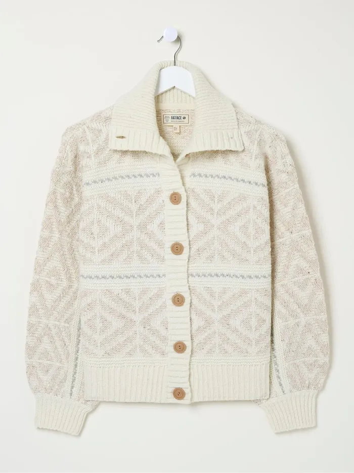 Women Knitwear Fat Face Ivory Haisley Pattern Cardigan