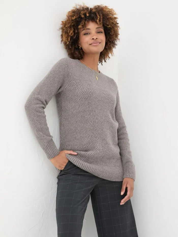 Women Knitwear Fat Face Light Brown Amelia Tunic