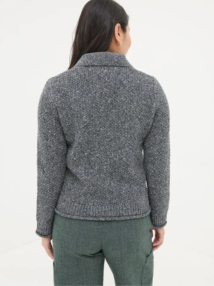 Women Knitwear Fat Face Natalie Grey Collar Cardigan