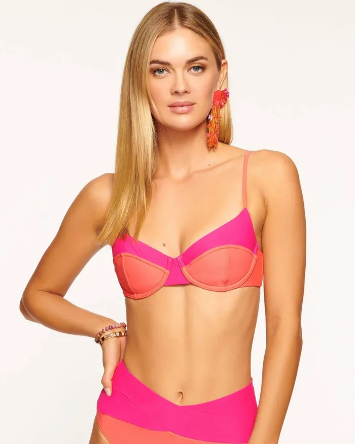 Women Kynlee Underwire Bikini Top Black Colorblock Ramy Brook Swimwear Women Kynlee Underwire Bikini Top Black Colorblock Ramy Brook Swimwear