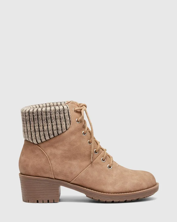 Women Lace Up Boots NOVO Shoes KAVALA TAUPE