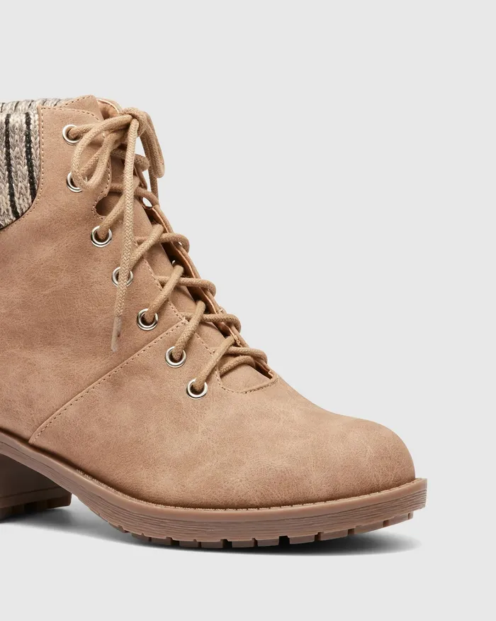 Women Lace Up Boots NOVO Shoes KAVALA TAUPE Women Lace Up Boots NOVO Shoes KAVALA TAUPE