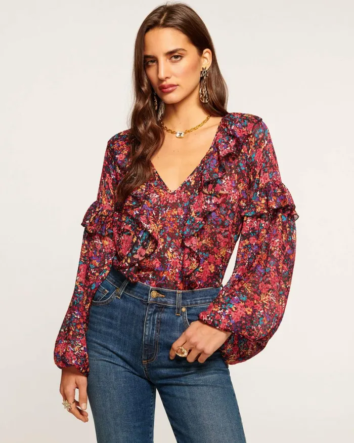 Women Lana Long Sleeve Blouse French Floral Ramy Brook Tops