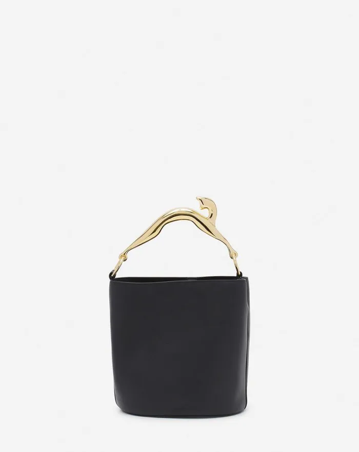 Women Lanvin Crossbody Bags and Shoulder Bags Leather Fusion Cat Bucket Bag Black Women Lanvin Crossbody Bags and Shoulder Bags Leather Fusion Cat Bucket Bag Black