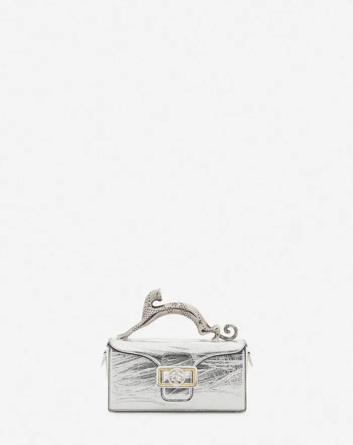 Women Lanvin Crossbody Bags and Shoulder Bags Nano Pencil Cat Bag In Metallic Leather Silver Women Lanvin Crossbody Bags and Shoulder Bags Nano Pencil Cat Bag In Metallic Leather Silver