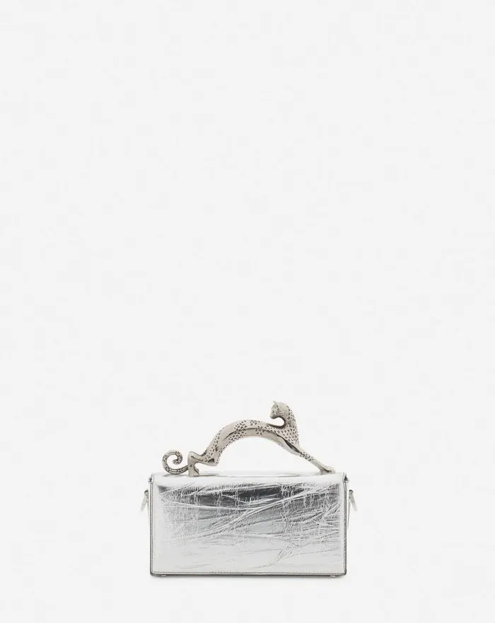 Women Lanvin Crossbody Bags and Shoulder Bags Nano Pencil Cat Bag In Metallic Leather Silver Women Lanvin Crossbody Bags and Shoulder Bags Nano Pencil Cat Bag In Metallic Leather Silver