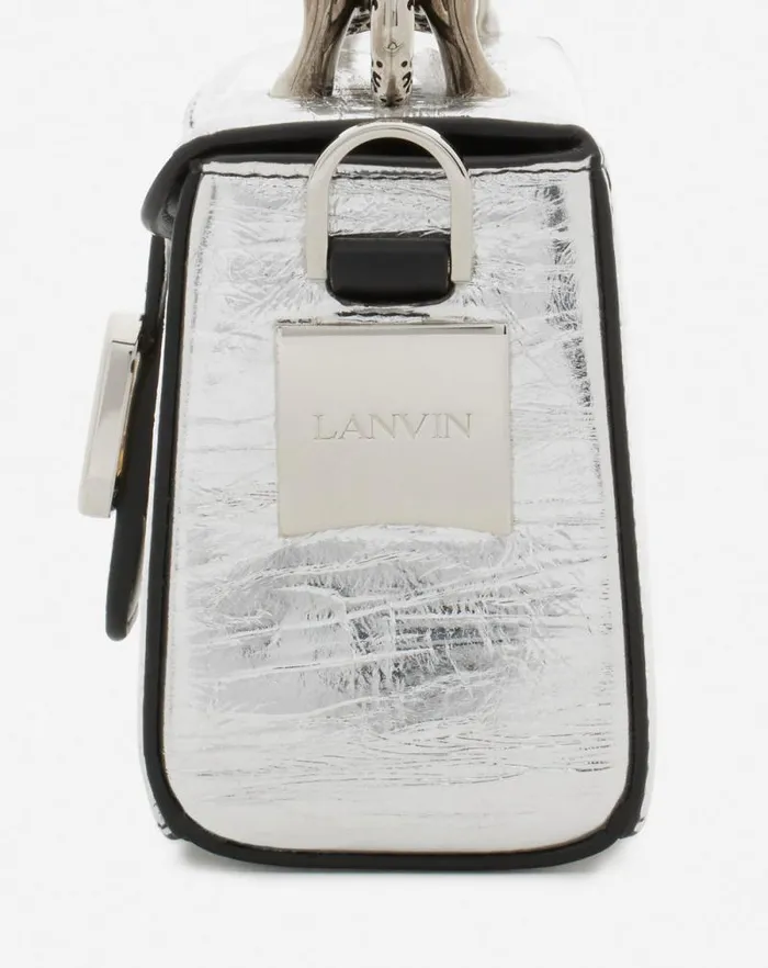 Women Lanvin Crossbody Bags and Shoulder Bags Nano Pencil Cat Bag In Metallic Leather Silver Women Lanvin Crossbody Bags and Shoulder Bags Nano Pencil Cat Bag In Metallic Leather Silver