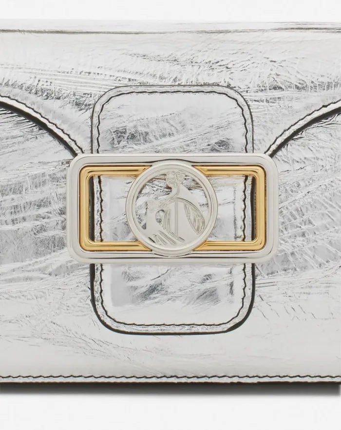 Women Lanvin Crossbody Bags and Shoulder Bags Nano Pencil Cat Bag In Metallic Leather Silver Women Lanvin Crossbody Bags and Shoulder Bags Nano Pencil Cat Bag In Metallic Leather Silver