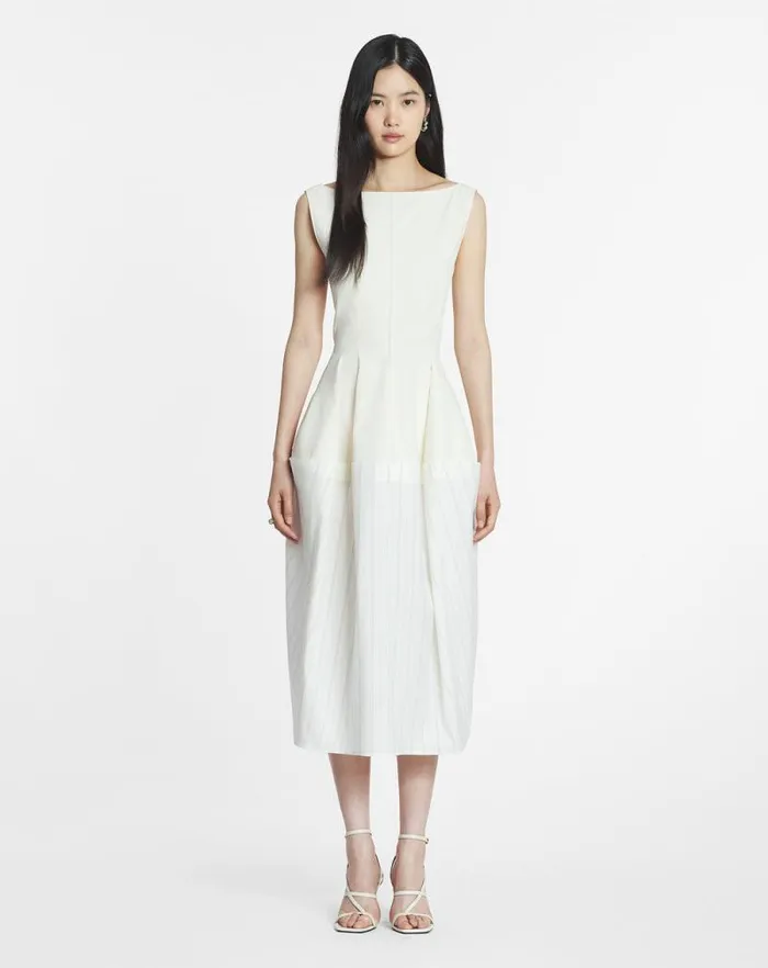Women Lanvin Dresses Cotton Peplum Dress Whiteblack Women Lanvin Dresses Cotton Peplum Dress Whiteblack