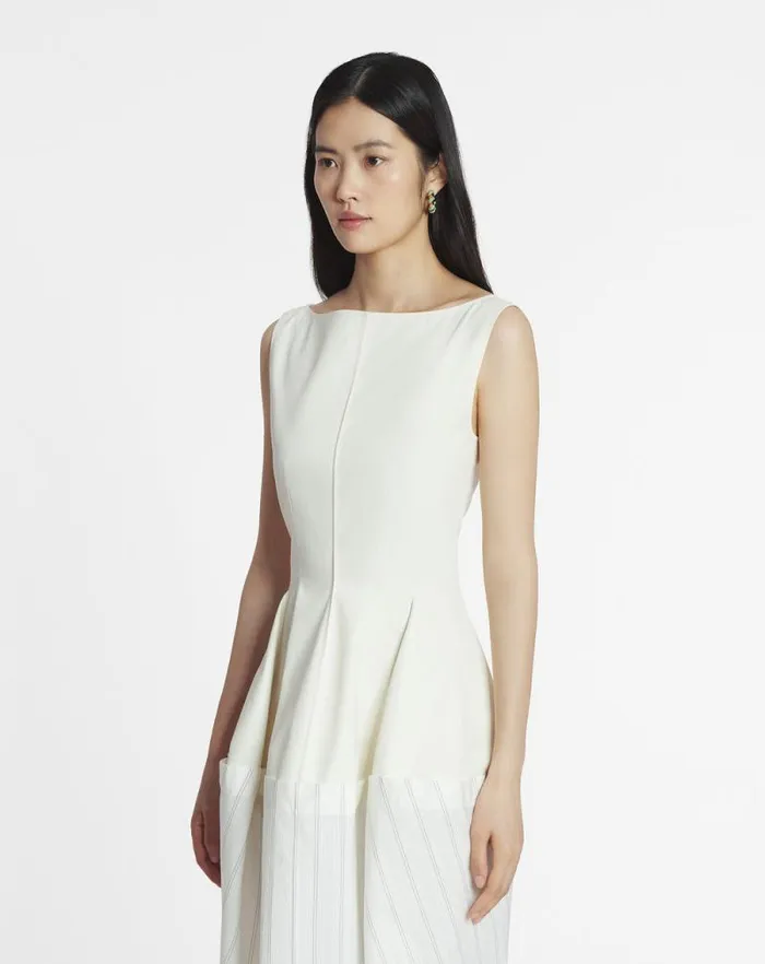 Women Lanvin Dresses Cotton Peplum Dress Whiteblack Women Lanvin Dresses Cotton Peplum Dress Whiteblack