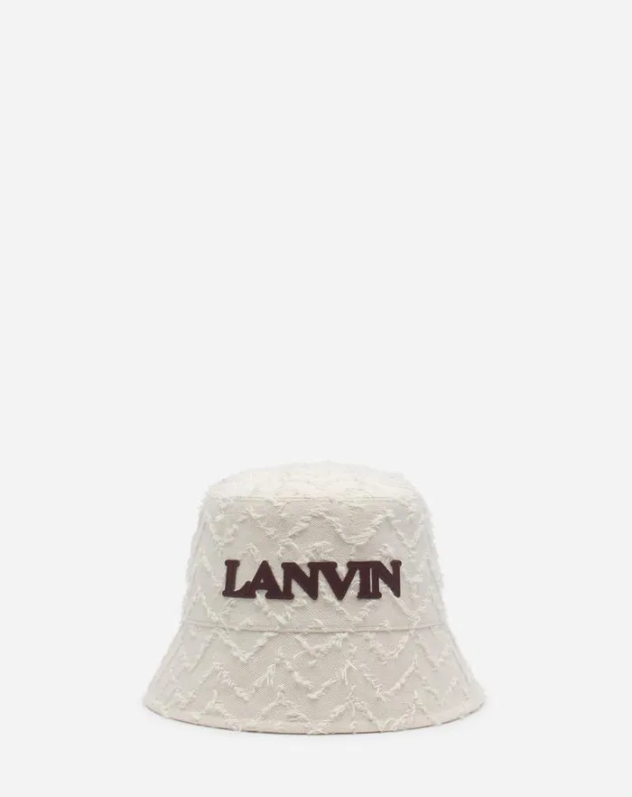 Women Lanvin Hats Herringbone Motif Lanvin Bucket Hat Light Beigeburgundy