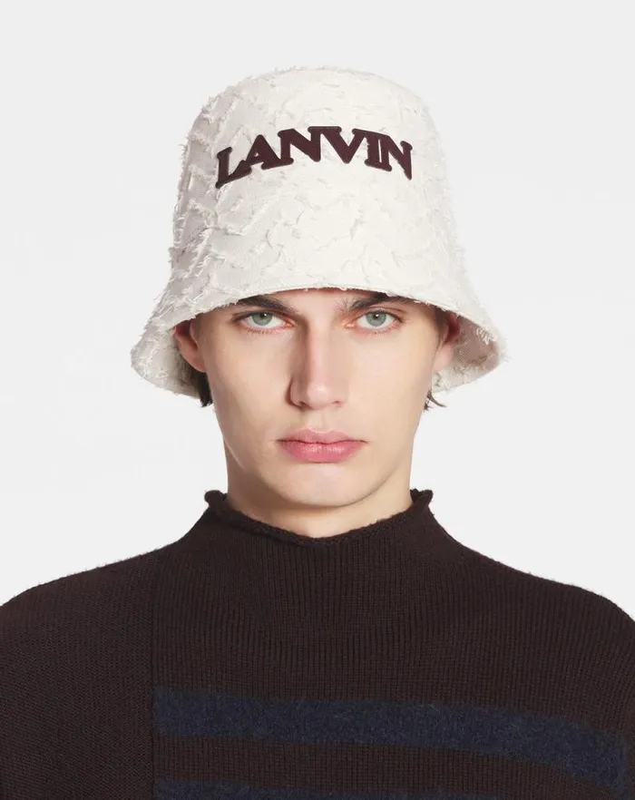 Women Lanvin Hats Herringbone Motif Lanvin Bucket Hat Light Beigeburgundy Women Lanvin Hats Herringbone Motif Lanvin Bucket Hat Light Beigeburgundy