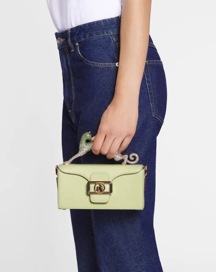 Women Lanvin Pencil Nano Pencil Cat Bag In Leather And Rhinestones Almondvanilla Women Lanvin Pencil Nano Pencil Cat Bag In Leather And Rhinestones Almondvanilla