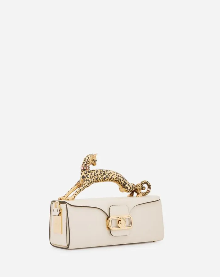 Women Lanvin Pencil Pencil Cat Bag In Shiny Calfskin Leather And Rhinestones Ivory Women Lanvin Pencil Pencil Cat Bag In Shiny Calfskin Leather And Rhinestones Ivory