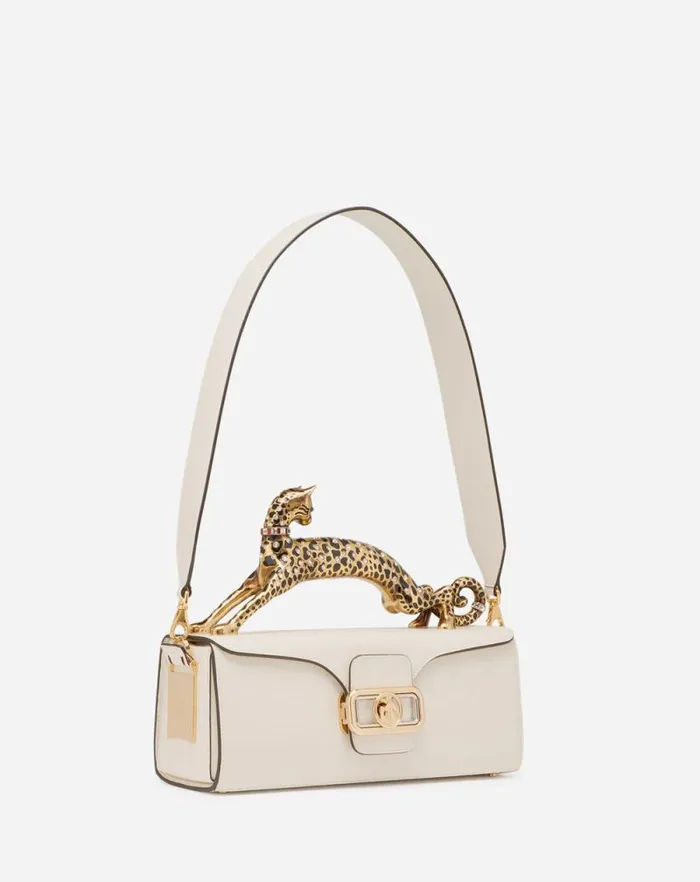 Women Lanvin Pencil Pencil Cat Bag In Shiny Calfskin Leather And Rhinestones Ivory Women Lanvin Pencil Pencil Cat Bag In Shiny Calfskin Leather And Rhinestones Ivory