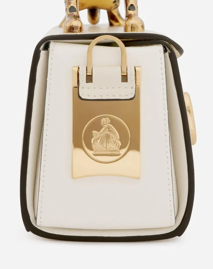 Women Lanvin Pencil Pencil Cat Bag In Shiny Calfskin Leather And Rhinestones Ivory Women Lanvin Pencil Pencil Cat Bag In Shiny Calfskin Leather And Rhinestones Ivory