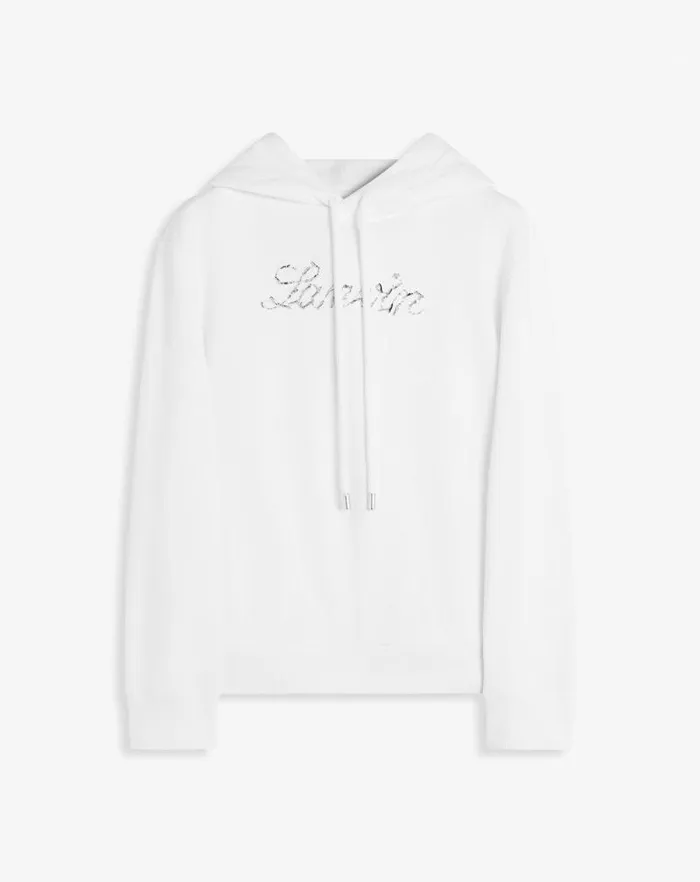Women Lanvin TShirts and Sweatshirts Lanvin Bead Embroidered Hoodie Optic White