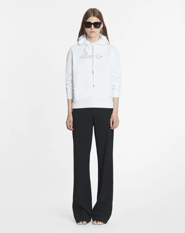 Women Lanvin TShirts and Sweatshirts Lanvin Bead Embroidered Hoodie Optic White Women Lanvin TShirts and Sweatshirts Lanvin Bead Embroidered Hoodie Optic White