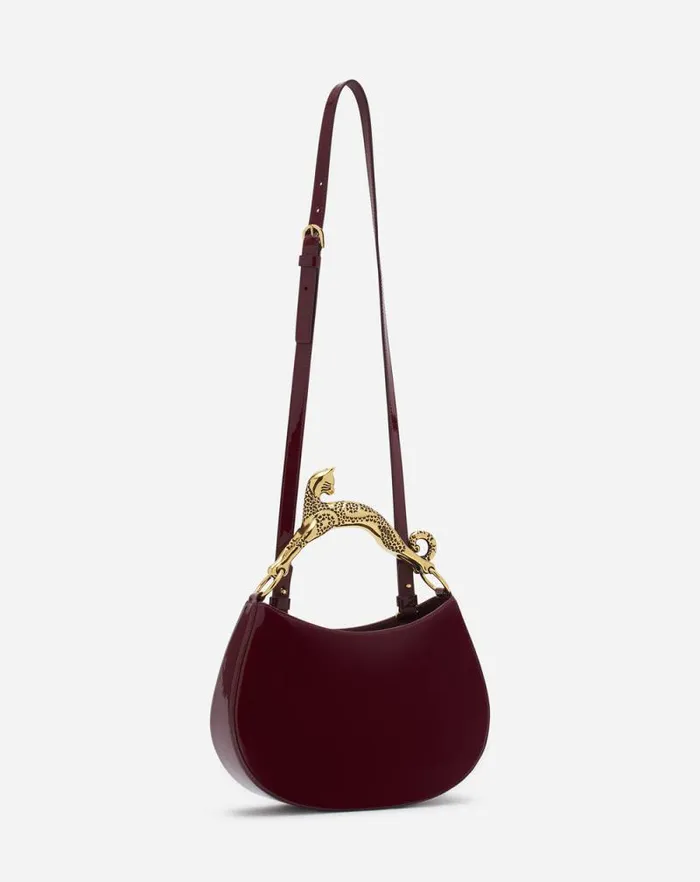 Women Lanvin Tote Bags and Top Handle Bags Hobo Cat Bag In Glossy Leather Burgundy Women Lanvin Tote Bags and Top Handle Bags Hobo Cat Bag In Glossy Leather Burgundy