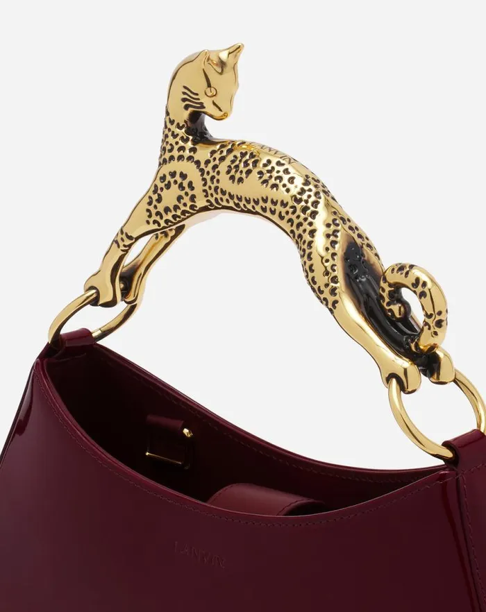 Women Lanvin Tote Bags and Top Handle Bags Hobo Cat Bag In Glossy Leather Burgundy Women Lanvin Tote Bags and Top Handle Bags Hobo Cat Bag In Glossy Leather Burgundy