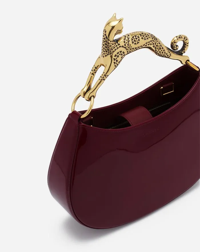 Women Lanvin Tote Bags and Top Handle Bags Hobo Cat Bag In Glossy Leather Burgundy Women Lanvin Tote Bags and Top Handle Bags Hobo Cat Bag In Glossy Leather Burgundy