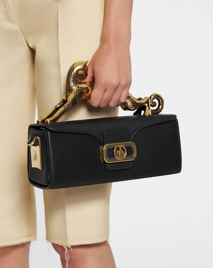 Women Lanvin Tote Bags and Top Handle Bags Pencil Cat Bag In Box Calf Black Women Lanvin Tote Bags and Top Handle Bags Pencil Cat Bag In Box Calf Black