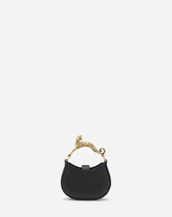 Women Lanvin Wallets and Small Leather Goods Micro Hobo Cat Charm Bag In Leather Black
