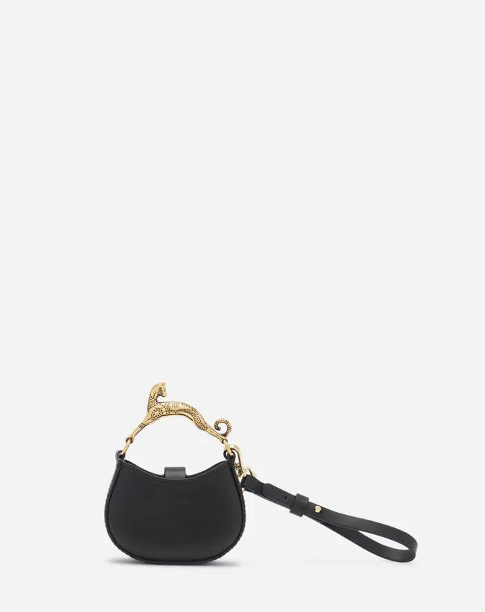 Women Lanvin Wallets and Small Leather Goods Micro Hobo Cat Charm Bag In Leather Black Women Lanvin Wallets and Small Leather Goods Micro Hobo Cat Charm Bag In Leather Black