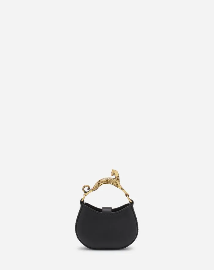 Women Lanvin Wallets and Small Leather Goods Micro Hobo Cat Charm Bag In Leather Black Women Lanvin Wallets and Small Leather Goods Micro Hobo Cat Charm Bag In Leather Black