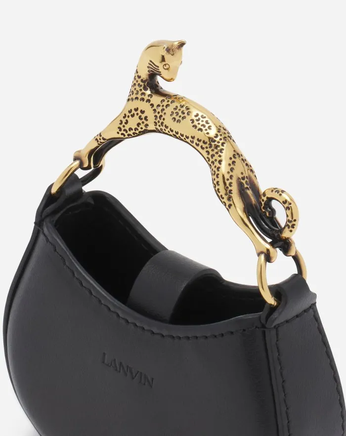 Women Lanvin Wallets and Small Leather Goods Micro Hobo Cat Charm Bag In Leather Black Women Lanvin Wallets and Small Leather Goods Micro Hobo Cat Charm Bag In Leather Black