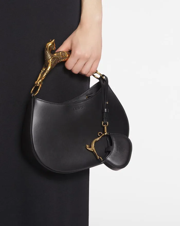 Women Lanvin Wallets and Small Leather Goods Micro Hobo Cat Charm Bag In Leather Black Women Lanvin Wallets and Small Leather Goods Micro Hobo Cat Charm Bag In Leather Black