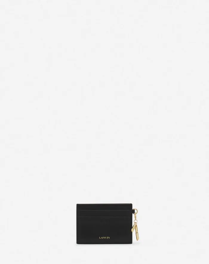 Women Lanvin Wallets and Small Leather Goods Squence Leather Cardholder Black