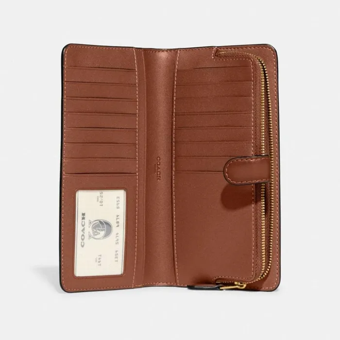 Women Large Wallets Coach Skinny Wallet Brass1941 Saddle