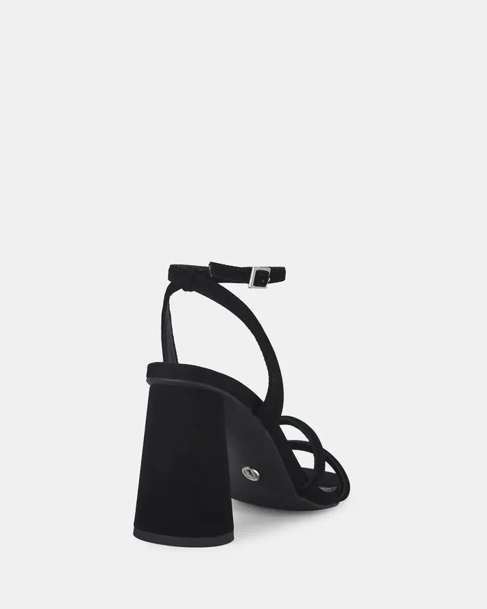 Women LARKIN BLACK Open Toe Heels Party NOVO Shoes
