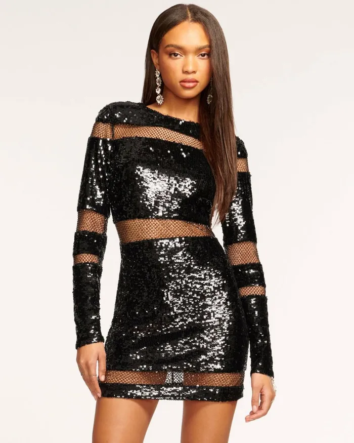 Women Maggie Sequin Mini Dress Black Ramy Brook Dresses