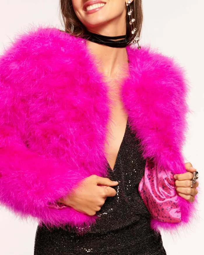 Women Mckenna Feather Jacket Electric Pink Ramy Brook Jackets Women Mckenna Feather Jacket Electric Pink Ramy Brook Jackets