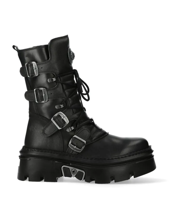 WomenMen Ankle Boot Black Reactor MWall373S13 New Rock Boots WomenMen Ankle Boot Black Reactor MWall373S13 New Rock Boots