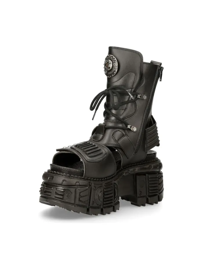 WomenMen Ankle Boot Black Tank MBios107V1 New Rock Platform WomenMen Ankle Boot Black Tank MBios107V1 New Rock Platform