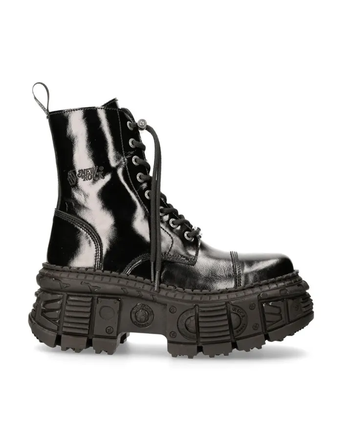 WomenMen Ankle Boot Black Tank MWall126S2 New Rock Boots