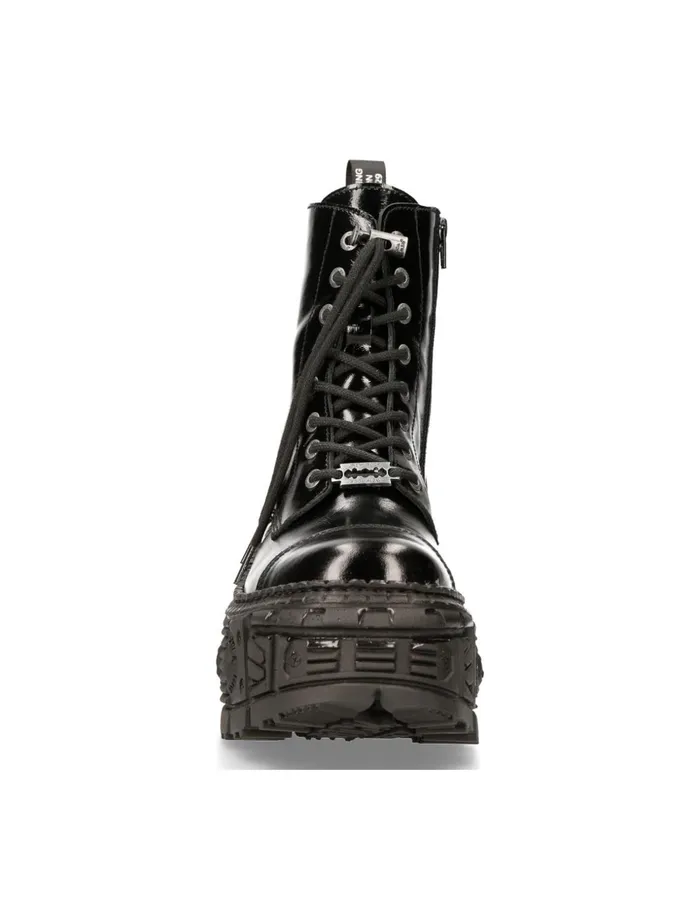 WomenMen Ankle Boot Black Tank MWall126S2 New Rock Boots