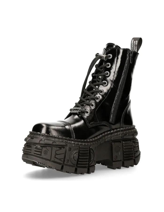 WomenMen Ankle Boot Black Tank MWall126S2 New Rock Boots