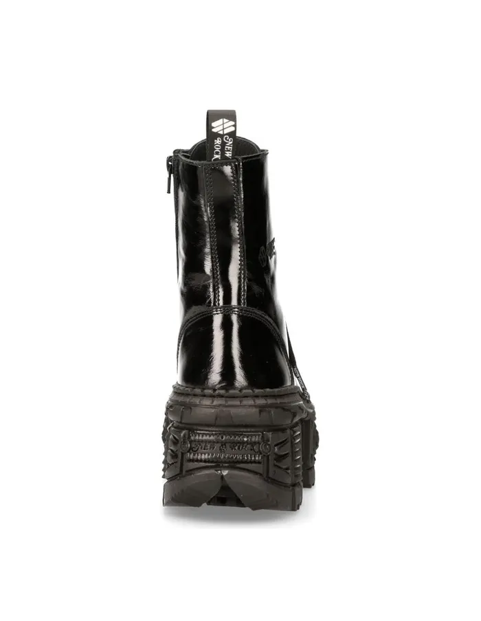 WomenMen Ankle Boot Black Tank MWall126S2 New Rock Boots