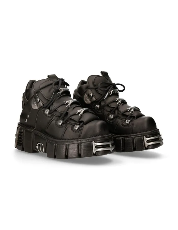 WomenMen Ankle Boot Black Tower With Laces M106Vs1 New Rock Booties