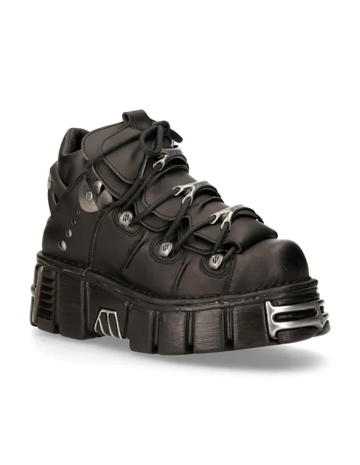 WomenMen Ankle Boot Black Tower With Laces M106Vs1 New Rock Booties WomenMen Ankle Boot Black Tower With Laces M106Vs1 New Rock Booties