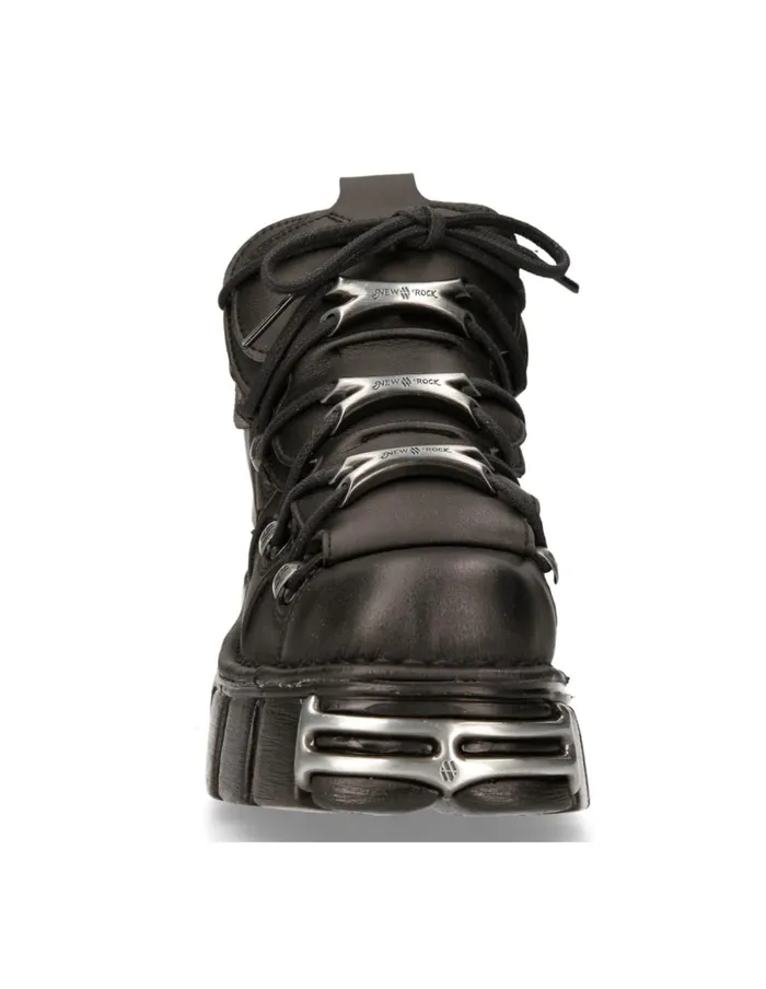 WomenMen Ankle Boot Black Tower With Laces M106Vs1 New Rock Booties WomenMen Ankle Boot Black Tower With Laces M106Vs1 New Rock Booties